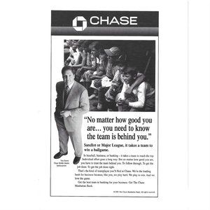 Chase Banking Basball Major League 1990s  Vintage Print Ad